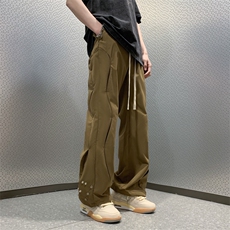 设计感伐木裤高街潮牌休闲裤排扣微喇长裤X1213-KK139-P58，男装休闲裤，星座1213