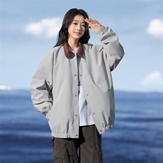 秋季宽松夹克男撞色衬衫领上衣外套DSA157B-JK7863-P65，男装夹克，电商A157B