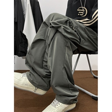 多口袋宽松直筒工装裤2024春季新款百搭阔腿休闲裤现货K7642-P38，男装休闲裤，星座512-3