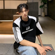球衣风短袖t恤男夏季韩系潮牌运动衣服设计感青少年半袖上衣T520，男装T恤，星座601-1