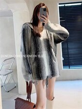 现货 连帽渐变宽松毛衣，女装针织衫/毛衣，东町