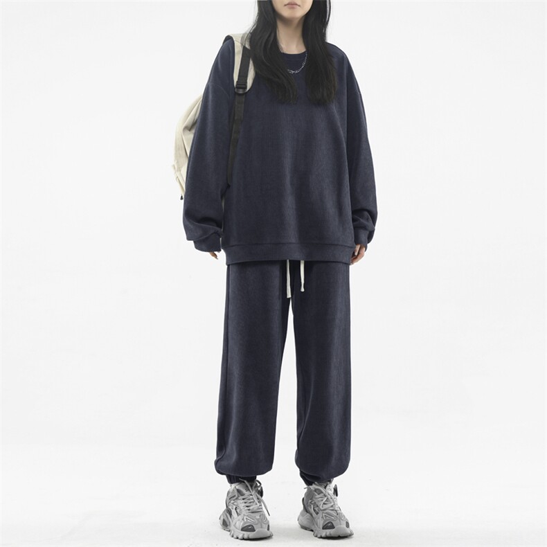 纯色休闲圆领卫衣坠感休闲螺纹束脚休闲裤-TZ830特批92,男装休闲套装,星座718