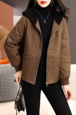 现货2022冬季新款简约百搭休闲绗棉夹棉外套，女装短外套，深水步