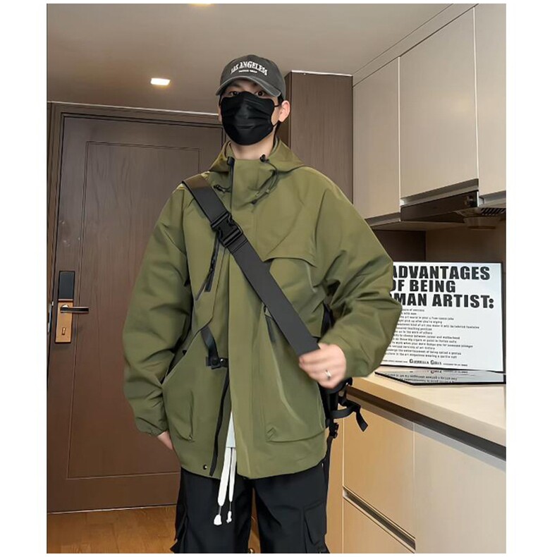 现货5W件冬季三防美式boxy解构连帽雪山冲锋衣棉衣男女棉服厚外套,男装夹克,电商A443
