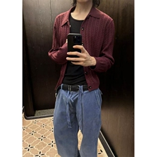 现货~6色老钱风秋冬条纹纽花休闲开衫毛衣MY2590批68，男装针织衫/毛衣，星座1411A-6