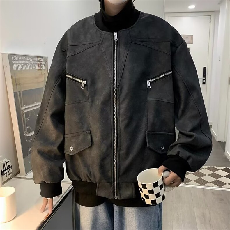 翻领拉链夹克男生潮牌衣服宽松学生休闲工装外套JK240P85,男装夹克,星座410-2