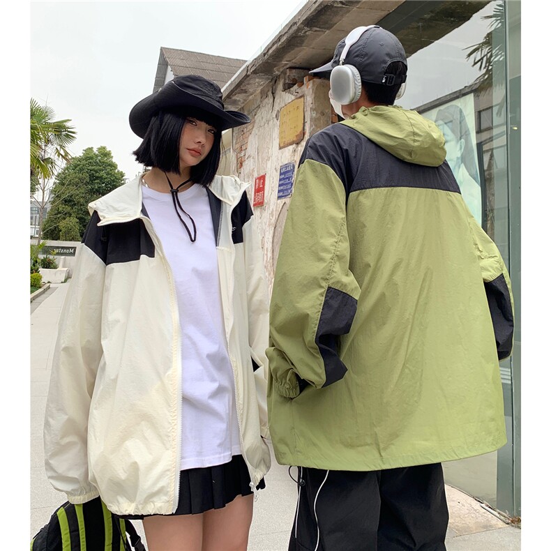 防晒指数UPF50+情侣装夏季新款防晒服宽松撞色拼接外套D313P68,男装防晒衣,电商A335-1（原A458）