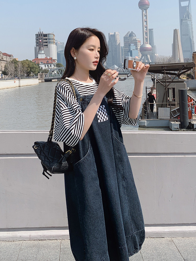 春现减龄简约花苞裙牛仔灯笼裙套装B190-F8707-P105-K158-T40-k1,女装套装/套裙,2B190