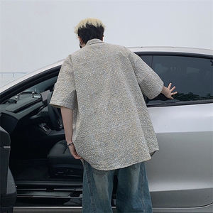 B221 美式ins高街宽松薄款泡泡格短袖衬衫SY2548-特P35控59图片