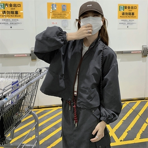 慵懒风休闲运动风套装女2025春秋季新款显瘦夹克工装半身裙两件套图片