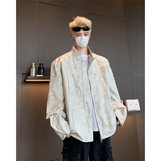 秋季立领机车皮衣男宽松短款垫肩美式复古PU夹克外套潮JK932/P95，男装夹克，星座506