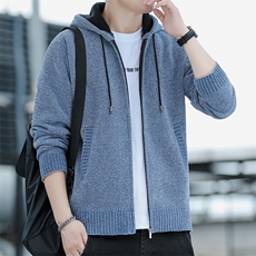 品质好秋冬季新款男士休闲连帽毛衣外套百搭加绒夹克8908-P50元，男装针织衫/毛衣，星座1706