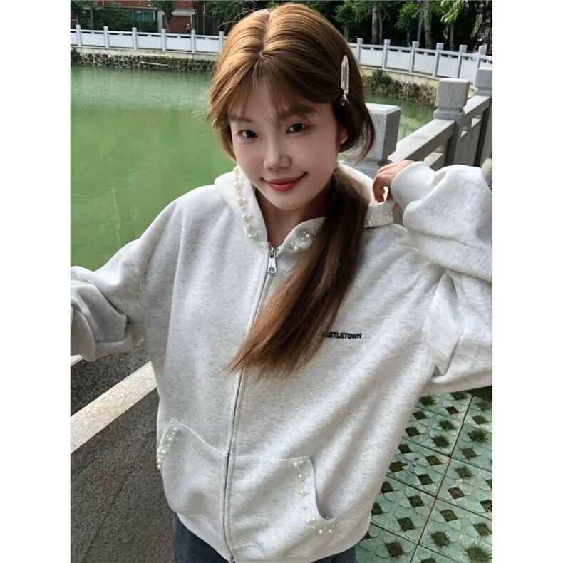 网图现货美式宽松钉珠连帽卫衣W609/特P50,女装卫衣/绒衫,星座205-3