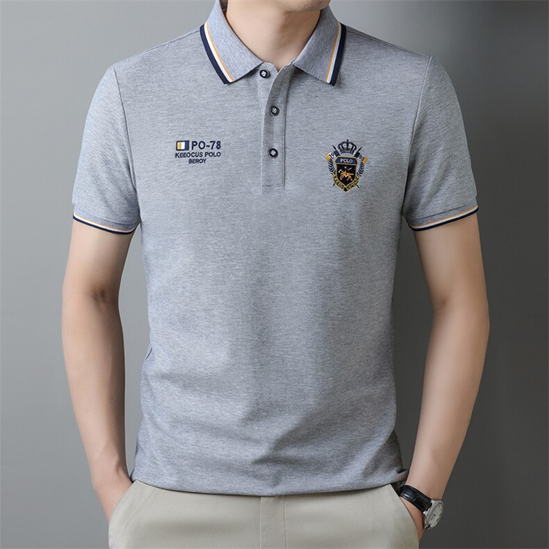 男薄款POLO衫中年男士休闲刺绣夏季新款翻领短袖T恤JD2135-P48图片