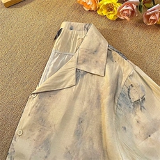 新中式水墨画盘扣衬衫男女夏装潮宽松休闲短袖上衣服-C447-p55，男装衬衫，星座601-2