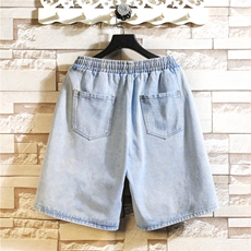 XZ103A-D091-P45-限价68日系砖墙大码拼接牛仔短裤肥仔，男装牛仔裤，星座103A