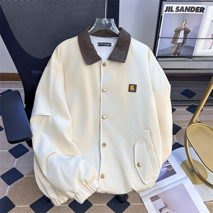 日系撞色翻领外套男春秋季潮牌宽松休闲哈灵顿夹克衫HH647 P67图片
