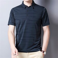 上衣翻领百搭长袖2023年夏季中年时尚宽松潮流T恤QPSF107，男装T恤，钱塘6003（原4033）