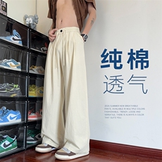 特批P35无差价2025夏季港风薄款纯棉直筒大码宽松休闲裤男K5927，男装休闲裤，电商A001-1