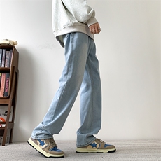 现货主推款加大码纯色直筒牛仔裤男XZ-310A-2BK305P50控78，男装牛仔裤，星座310A-2
