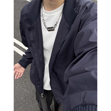 秋季新款拼接半开领夹克男女宽松休闲百搭高级感上衣J7350-特价31，男装夹克，电商A007