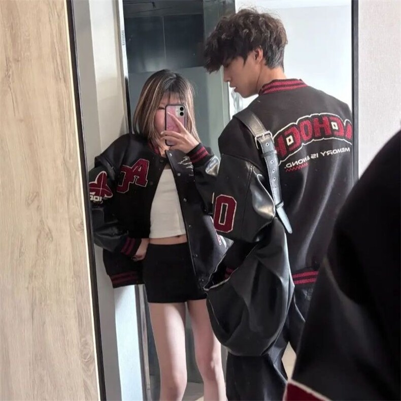 春秋款重磅拼接字母刺绣棒球服男女美式风夹克外套JKK766,男装夹克,星座516A