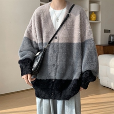 宽松拼色针织纽扣毛衣开衫外套毛衣A367MK17P70控98，男装针织衫/毛衣，电商A367