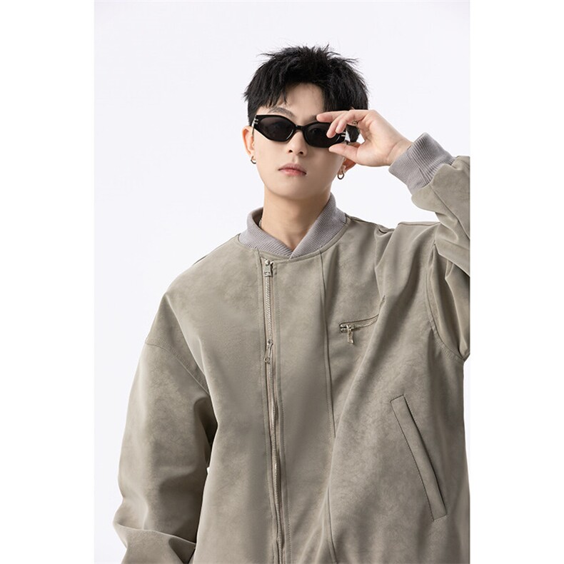 港风美式潮流麂皮绒短款飞行员夹克XZ213-JK7777-P108控128,男装夹克,星座213