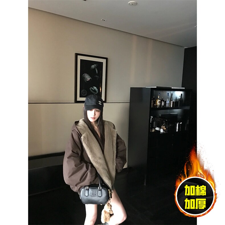 两面穿现货重磅短款座山雕棉衣男女双面穿毛毛绒棉服加厚外套,男装棉衣,电商A443