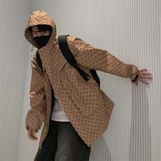 迷彩格子外套男春秋款连帽青少年春装冲锋衣夹克大码JK076-P100，男装夹克，星座308B-2