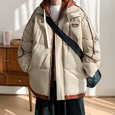 棉衣男冬季新款港风宽松连帽假两件棉服MD8888-P90（抖音不要上架，男装棉衣，星座214-3