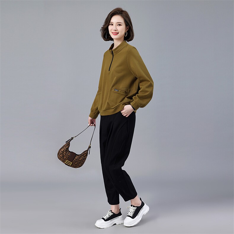 现货2022秋季新款简约大方休闲两件套,女装套装/套裙,深水步