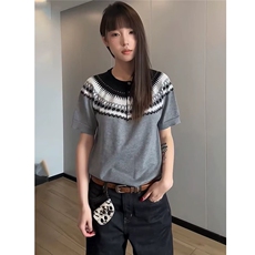 2025夏季冰丝针织衫宽松上衣女短袖t恤女士薄款套头洋气小衫，男装针织衫/毛衣，星座506A
