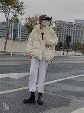 韩版收腰羽绒服，女装羽绒服，玩美