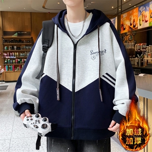 美式开衫秋冬季外套男宽松潮流帅气加绒加厚夹克冬 A436-6802-P90图片