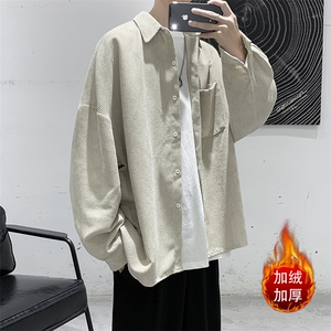 加绒长袖衬衫男港风衬衣KD183-P45加绒P55图片