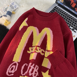 条纹毛衣日系慵懒复古男士针织衫秋冬季新款外套高级感线衣服图片