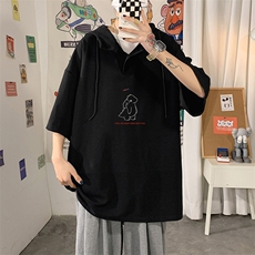 LD54140-P45NASA连帽短袖t恤男大码胖子带帽五分袖中袖，男装T恤，电商A040