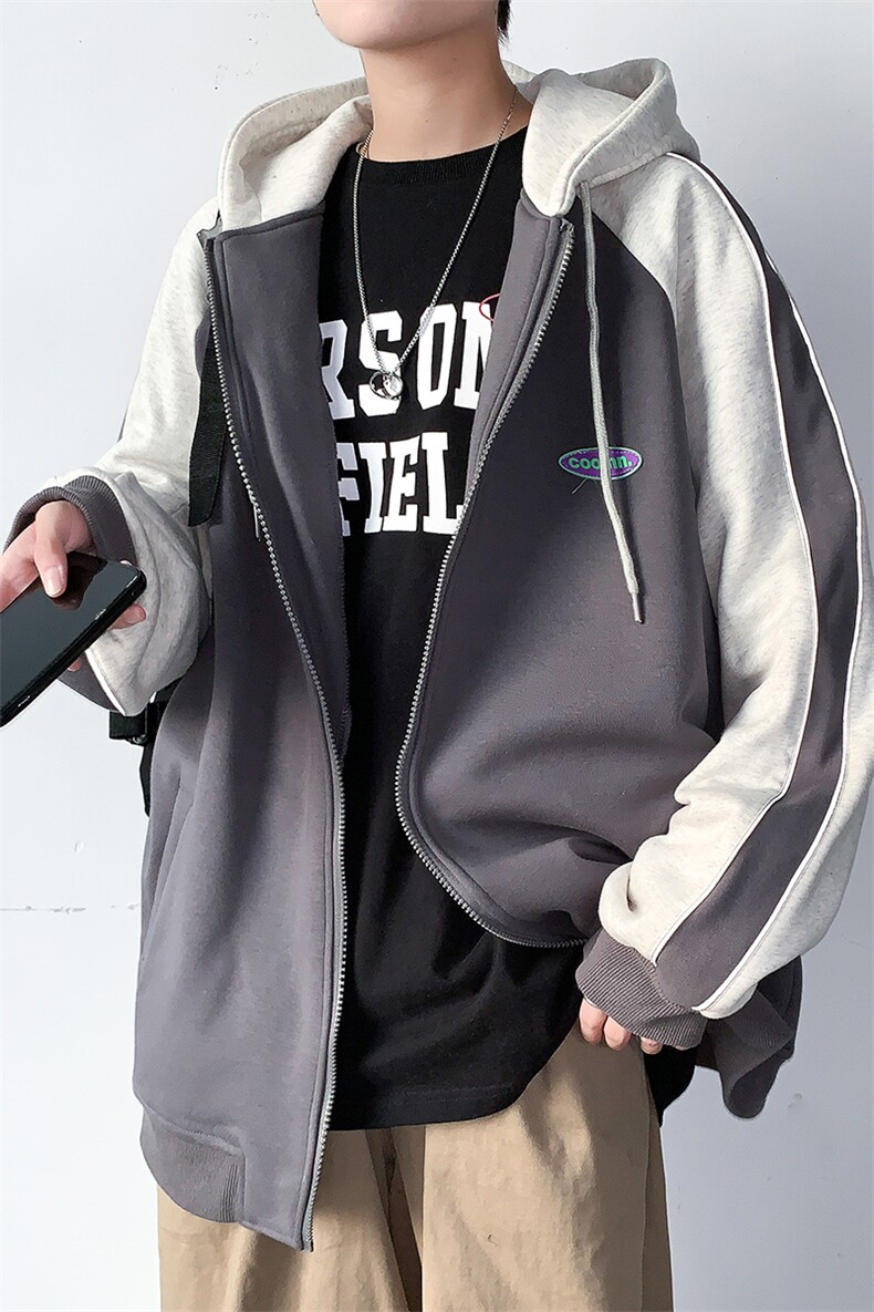 2023早秋新款撞色开衫卫衣男秋装外套A071-W037-P65,男装卫衣,电商A071