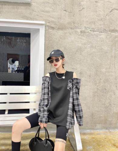 拼接格子卫衣，女装卫衣/绒衫，梦幻美人鱼