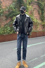 黑色pu皮衣外套男秋冬高级感痞帅cleanfit美式机车飞行员夹克春季，男装夹克，星座1412-2