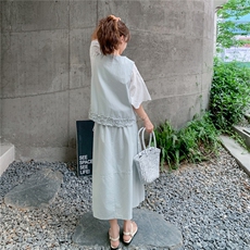 现货数据好蓝色刺绣休闲三件套2054P185K258，女装套装/套裙，2C176