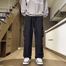 工装裤男士春秋季宽松直筒美裤式伞兵痞帅休闲冲锋长裤SMK252/P48，男装工装外套，星座506