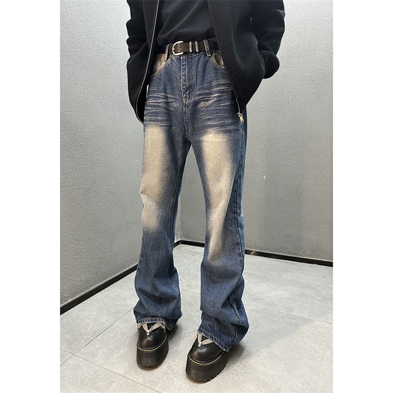 美式高街vibe重工艺做旧水洗hiphop喇叭牛仔裤货号K2406P60,男装牛仔裤,电商A063