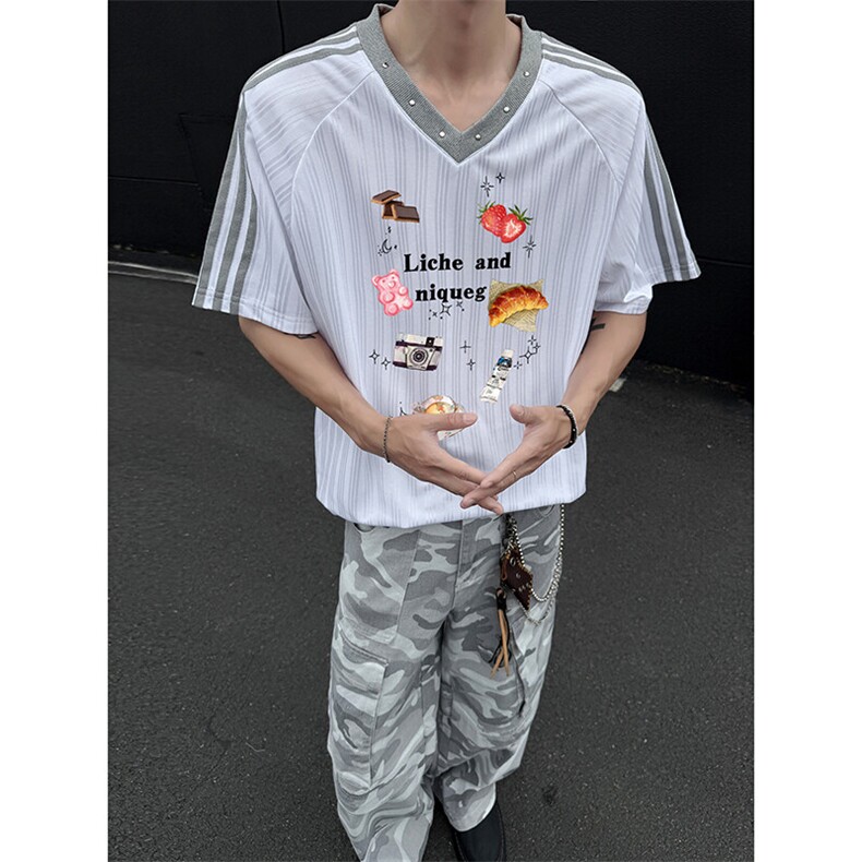 运动高街痞帅潮流球衣宽松韩版运动感痞帅上衣HY794TP35控58,男装T恤,电商A102B