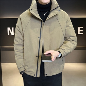 9803-M-3XL-P205店主风冬季休闲纯色男士羽绒服立领简约百搭外套图片