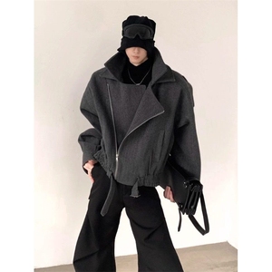 假两件毛呢大衣男加厚短款廓形轻熟风夹克外套1001-1-J885-P85图片