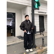 立领棉服男韩版潮流高街痞帅休闲百搭面包服廓形飞行员高级感外套，男装夹克，星座506A
