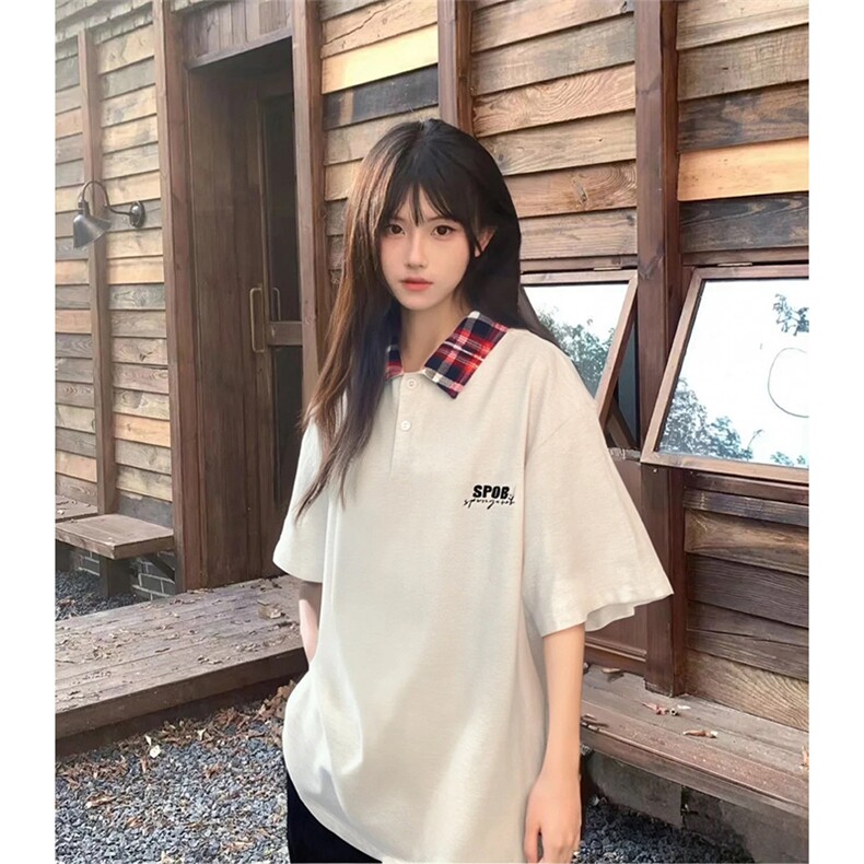 得物抖音品质冰感面料美式印花格子翻领POLO衬衫短袖T恤APL0302,男装T恤,电商A443