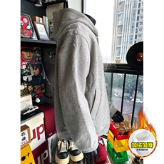 480G重磅加绒硬挺boxy男女秋冬美式高街结构双面连帽卫衣开衫外套，女装短外套，电商A486